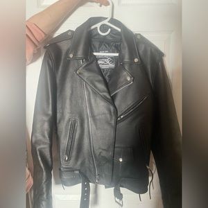 Leather biker jacket